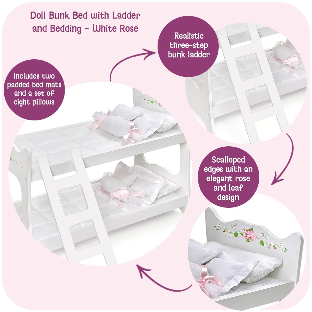 Doll Bunk Bed with Ladder & Bedding