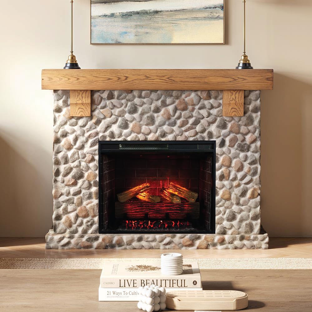 Smart Electric Fireplace with Mantel