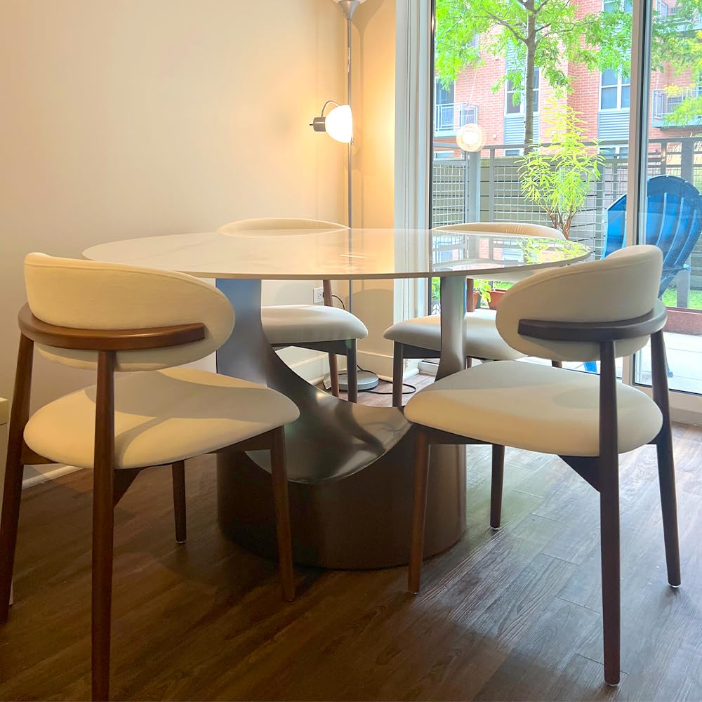 POVISON Fully-Assembled Dining Chairs Set of 2, PU Leather Cushion