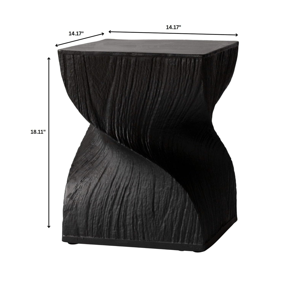 LeisureMod Modern Square Side Table, Accent End Table for Home, Outdoor Patio, Living Room Sofa, Night Stand, Weather-Resistant, Onyx Series in Black