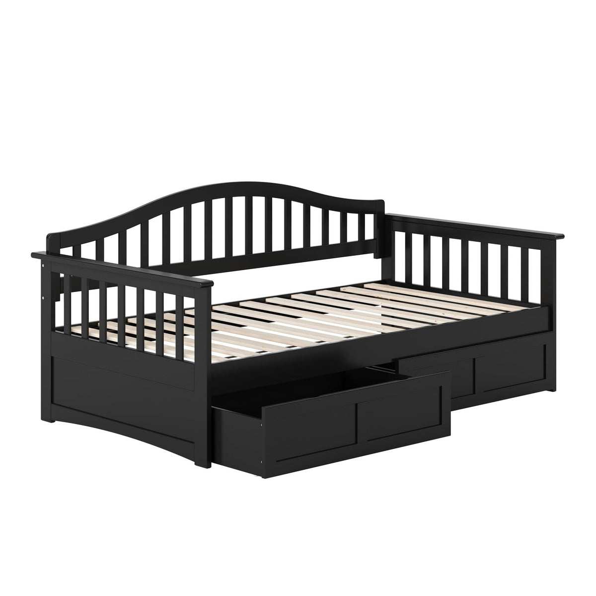 AFI, Mission Twin Wood Daybed with Storage Drawers, Black