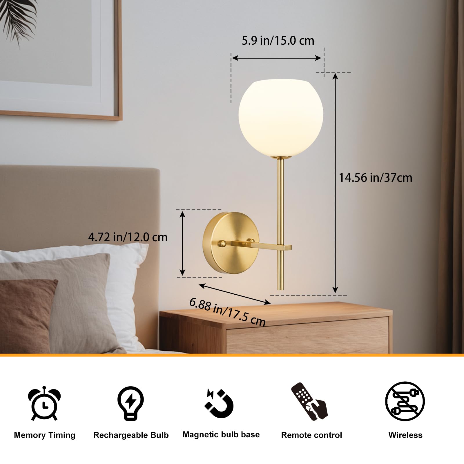 Battery Operated Wall Sconces Set of 2