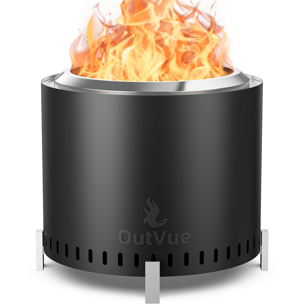 OutVue 19.5 inch Stainless Steel Smokeless Fire Pit with Tote Bag
