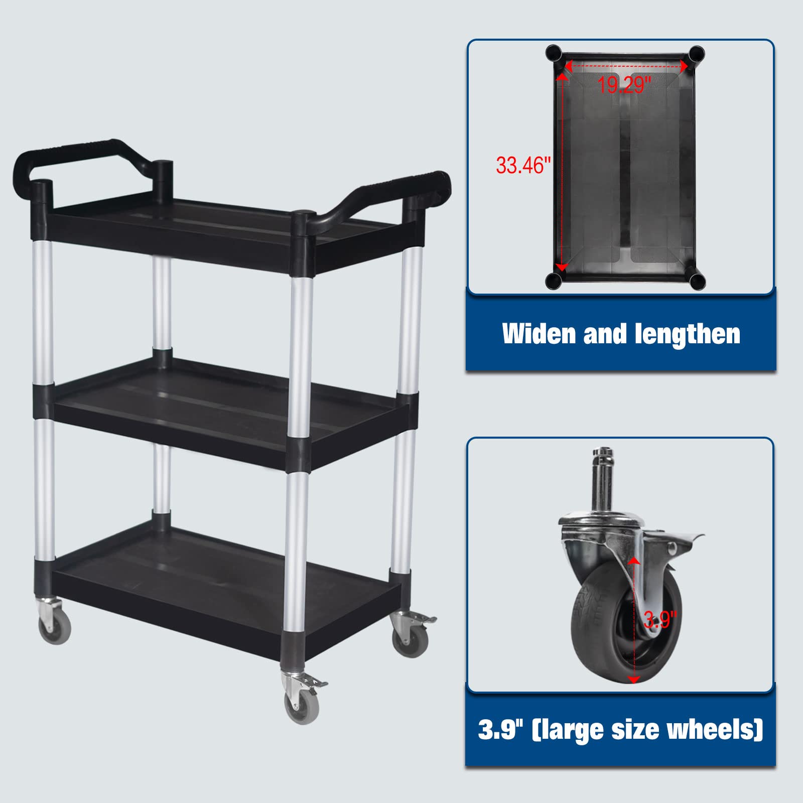 Heavy Duty 3-Tier Utility Service Cart