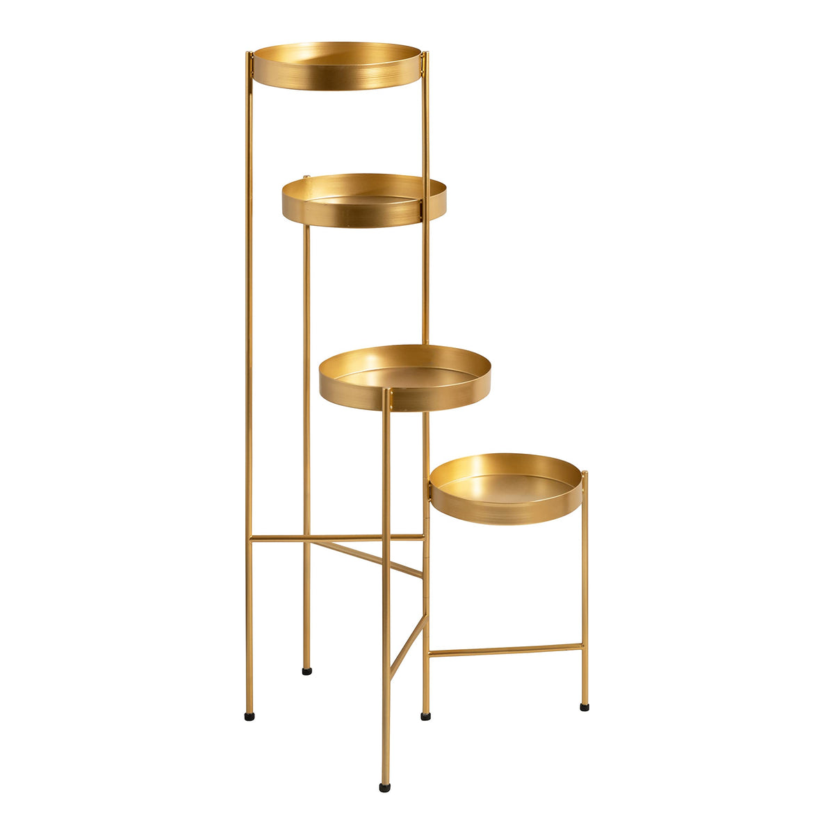 Kate and Laurel Finn Modern 4-Tier Plant Stand; 10 x 11 x 44; Gold; Folding Lightweight Plant Stand for Decorative Display and Storage