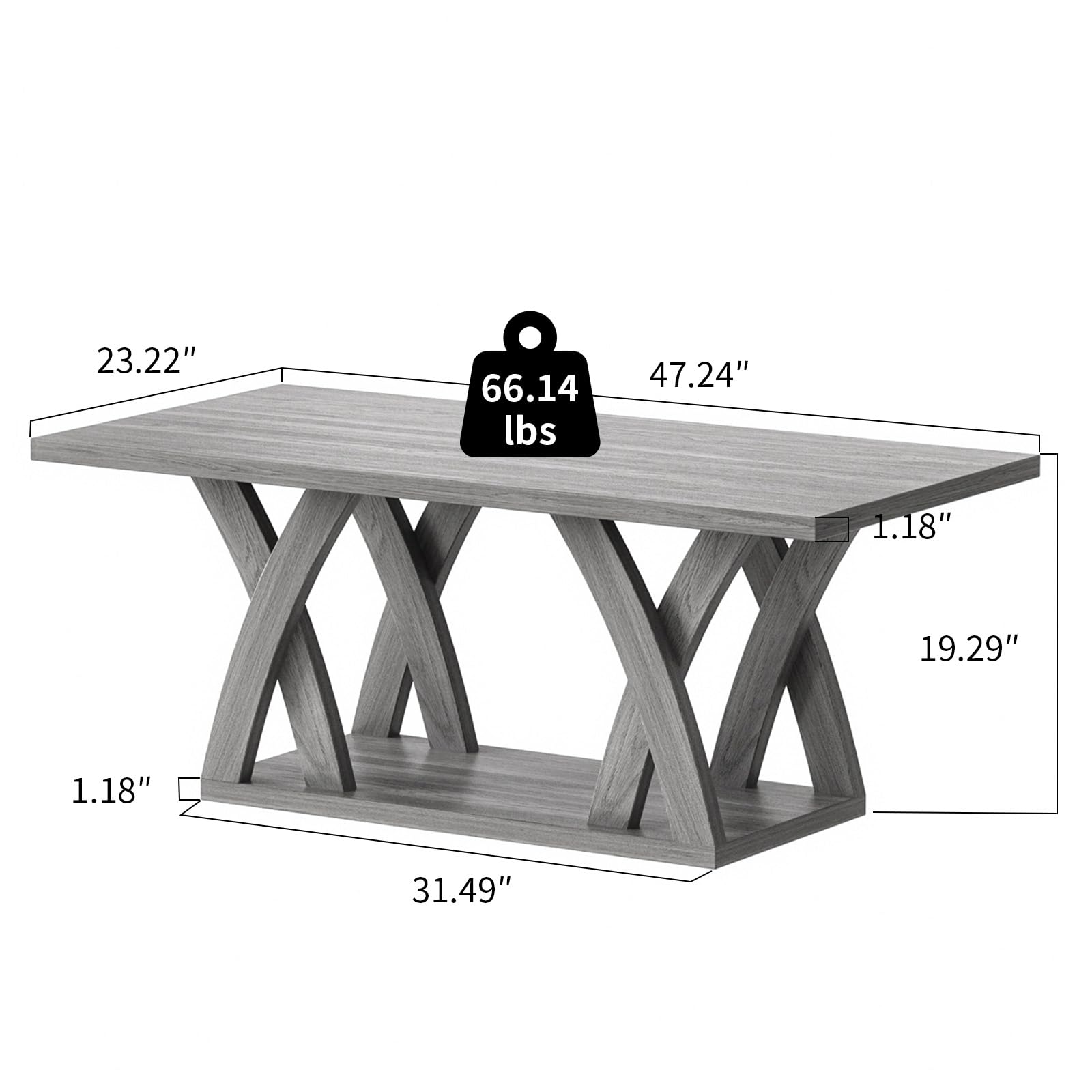 Farmhouse Coffee Table with Storage Shelf