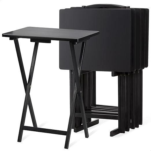 5-Piece Folding TV Tray Table Set with Storage Stand
