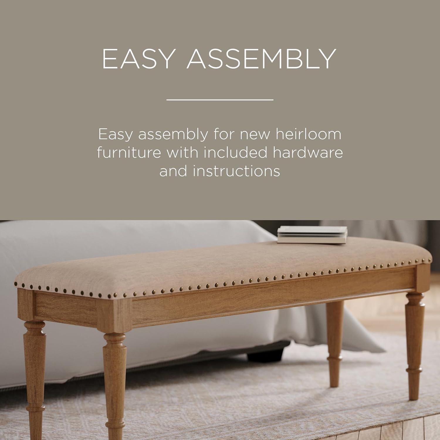 Wooden Upholstered Bench with Padded Seat