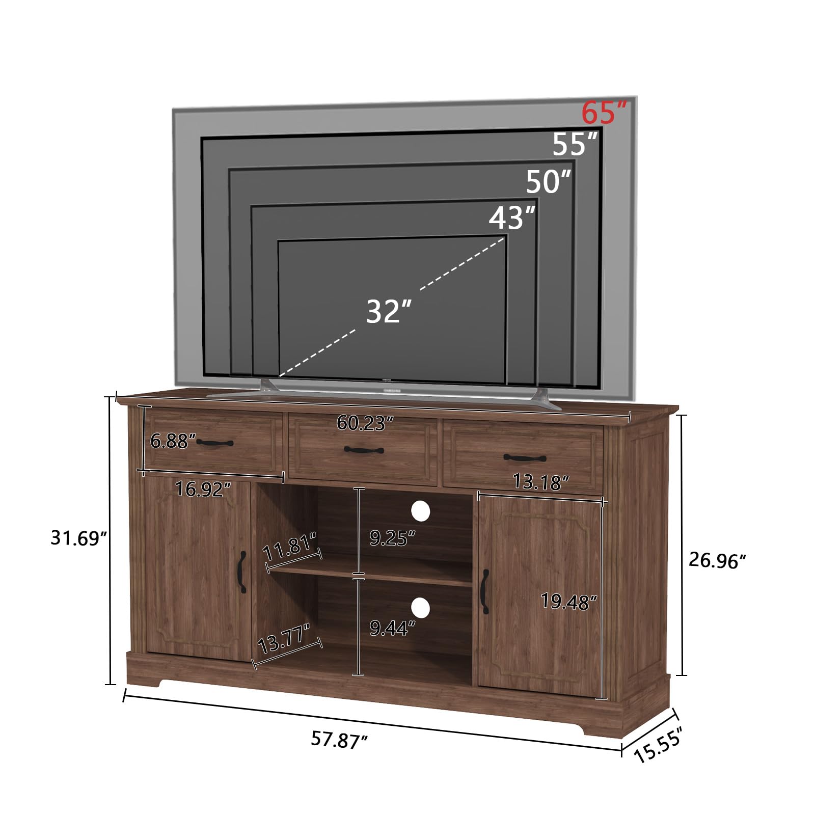 Mid-Century TV Stand with Storage for TVs up to 65"