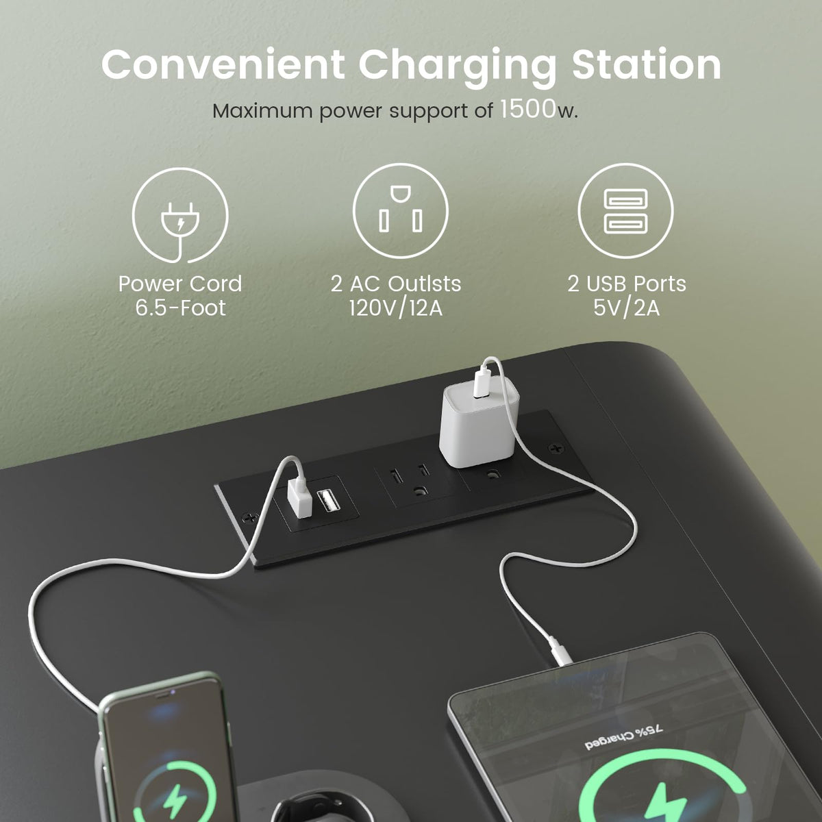 6-Drawer File Cabinet with Charging Station