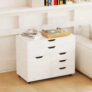 5-Drawer Mobile File Cabinet with Door & Wheels