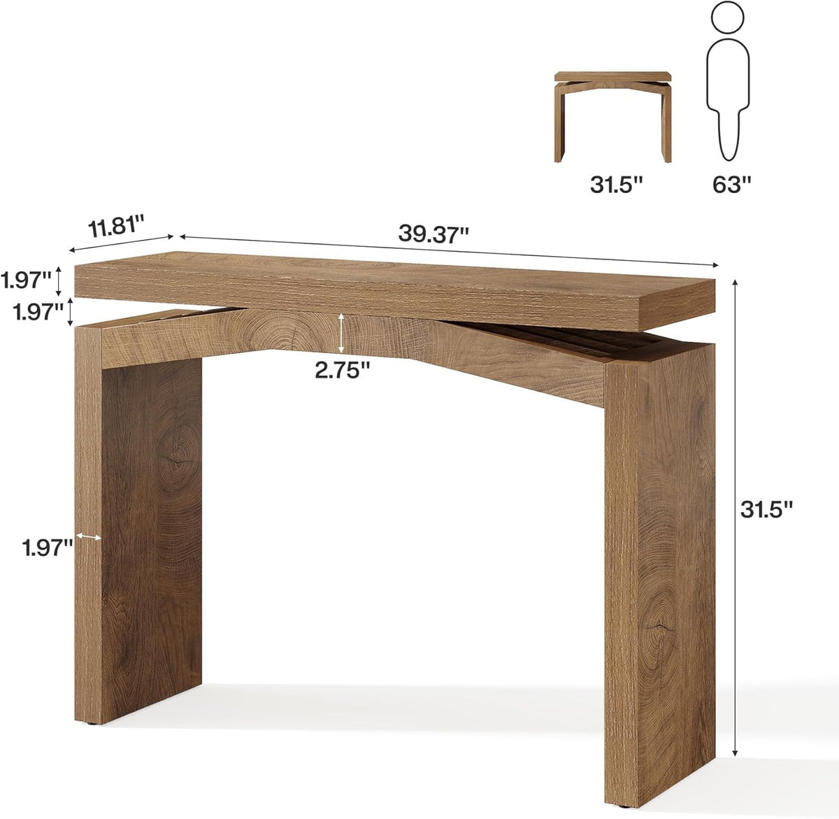 Tribesigns 40-Inch Console Table for Entryway, Farmhouse Sofa Table, Brown