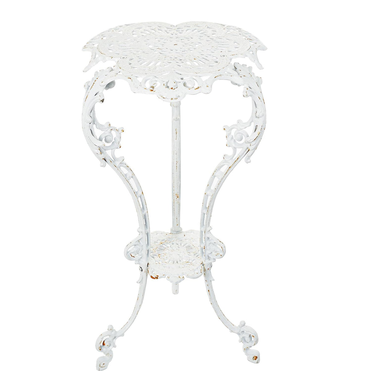 Sungmor Cast Iron Plant Stand, Victorian Fern, Rustic White, Outdoor Indoor