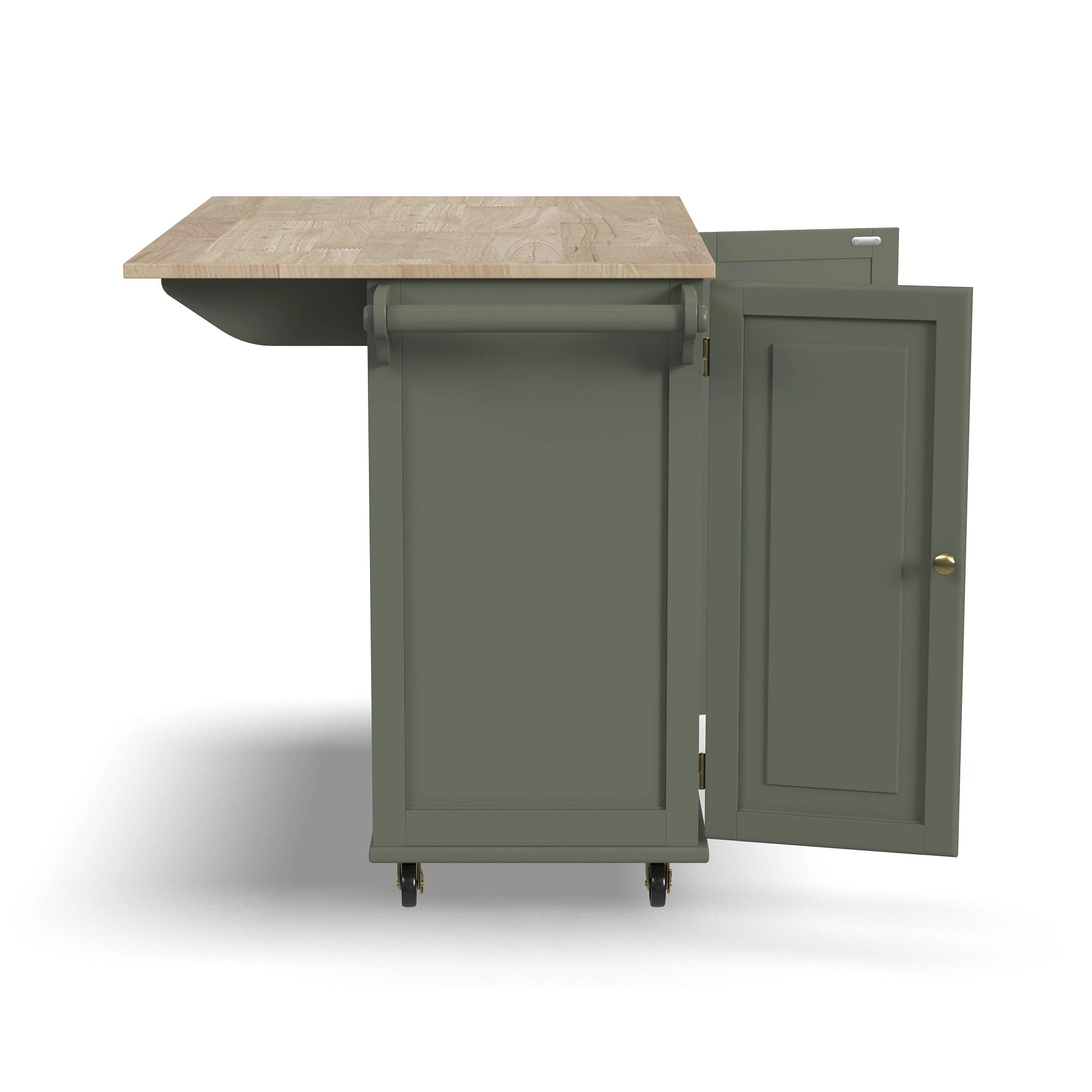 Mobile Kitchen Island Cart with Dropleaf Breakfast Bar