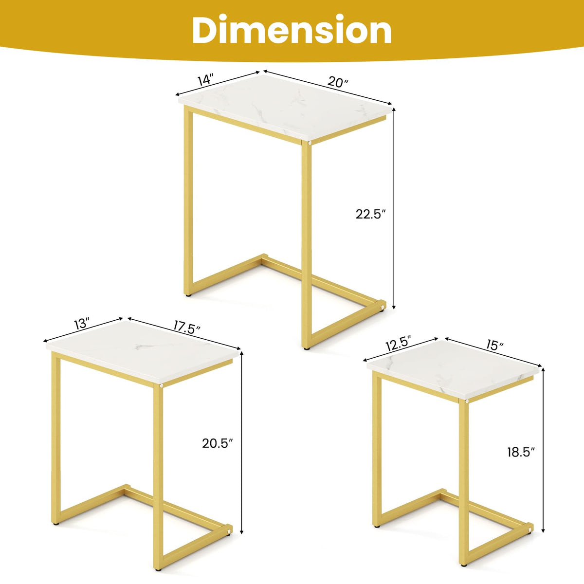 Faux Marble Nesting Tables, Set of 3