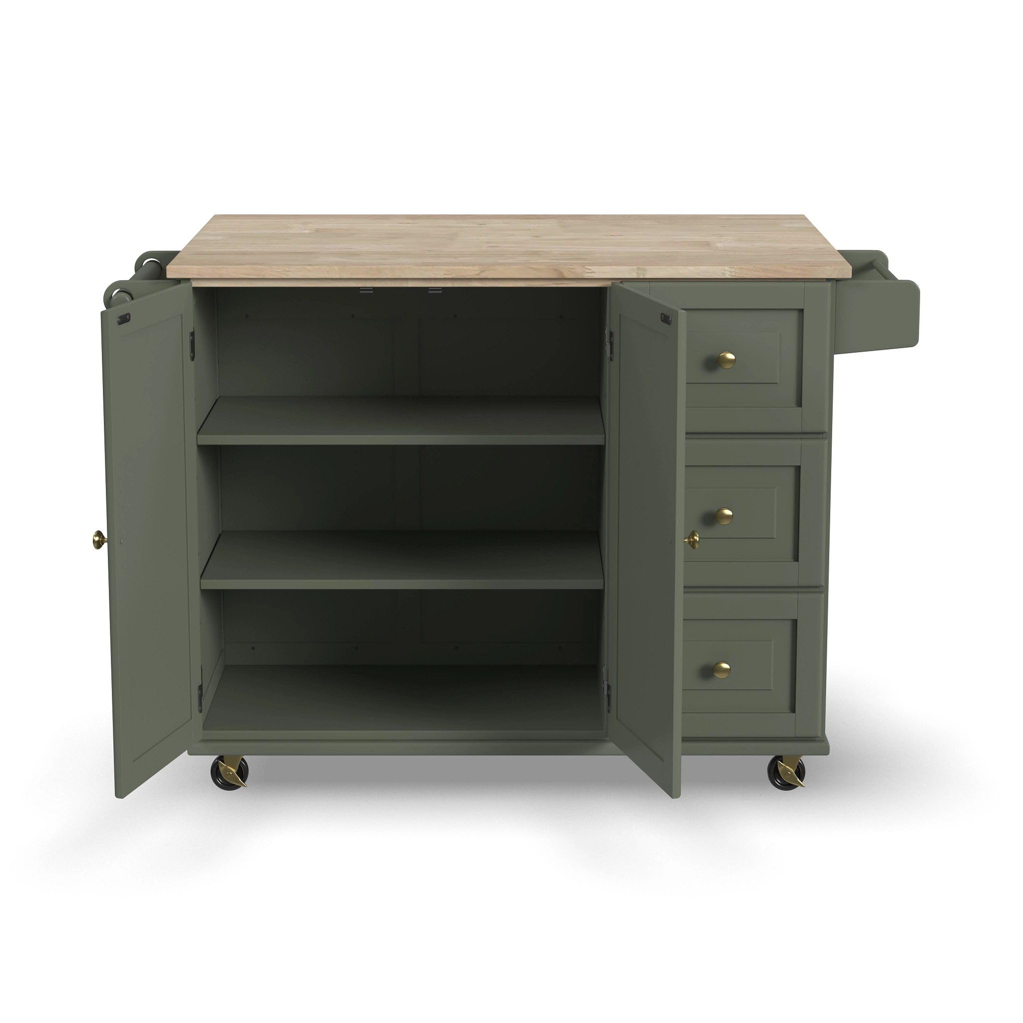 Mobile Kitchen Island Cart with Dropleaf Breakfast Bar