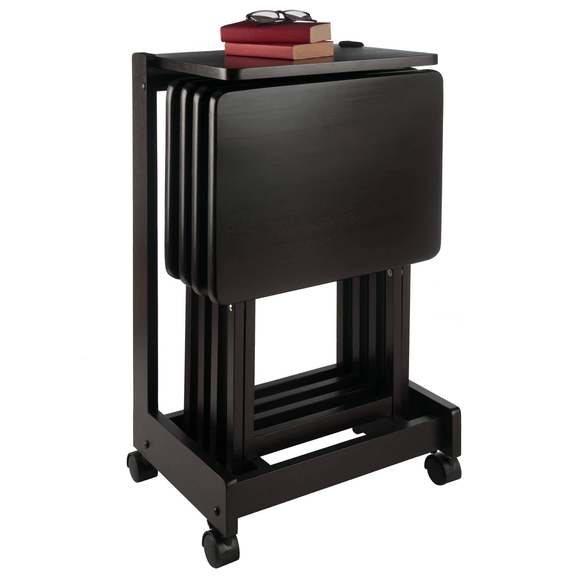 Foldable Snack Table Set with Flip-Top Mobile Stand, Set of 4