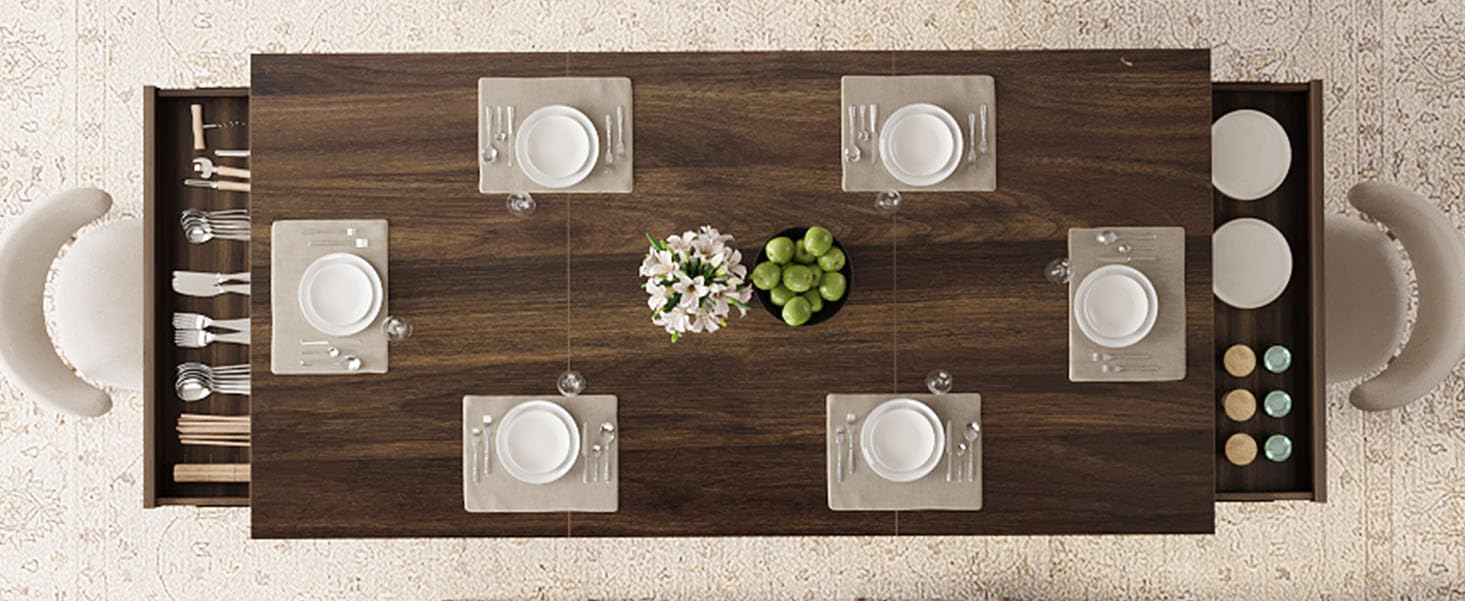IDEALHOUSE Wood Dining Table for 6-8 with 2 Large Drawers, 70.87" Long Farmhouse Rectangular Kitchen Dining Table & Thick Table Top, Sturdy Frame, for Big Family, Dinette, Office, Walunt
