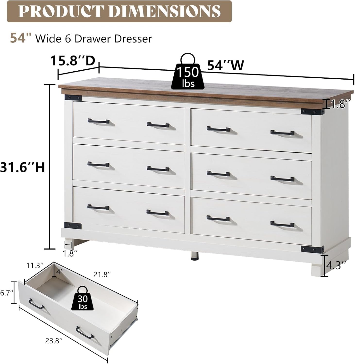 5-Piece Farmhouse Bedroom Set with Storage & Charging