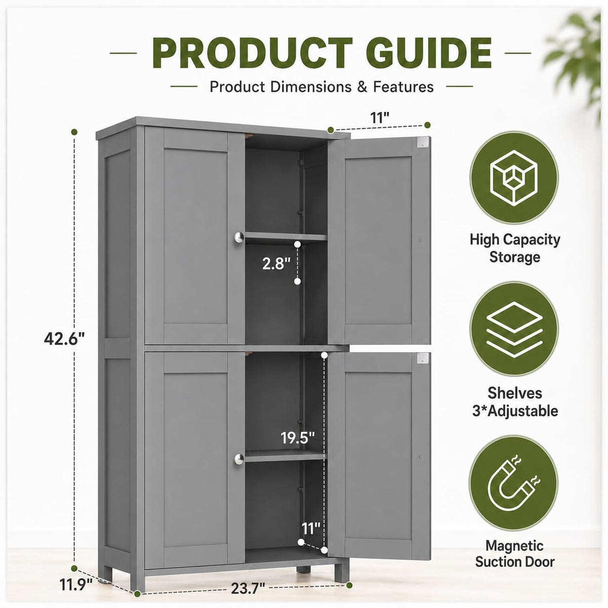 4-Door Bathroom Storage Cabinet