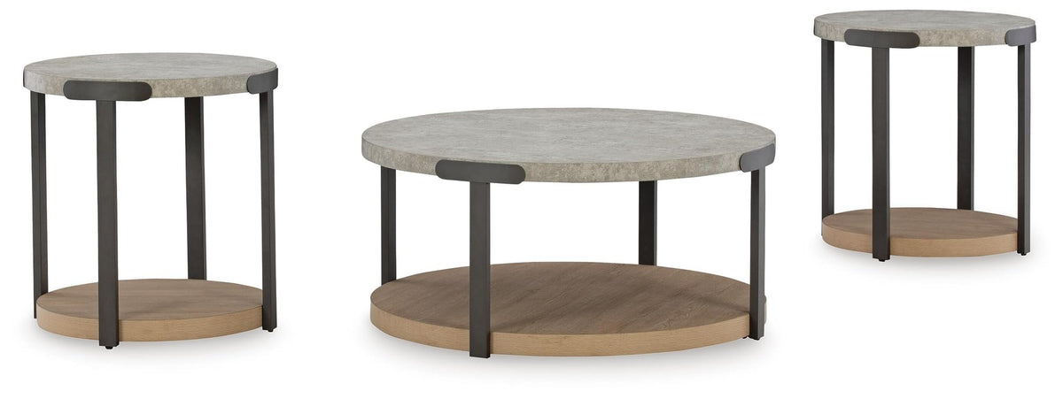 Signature Design by Ashley Round Coffee Table and End Table Set of 3