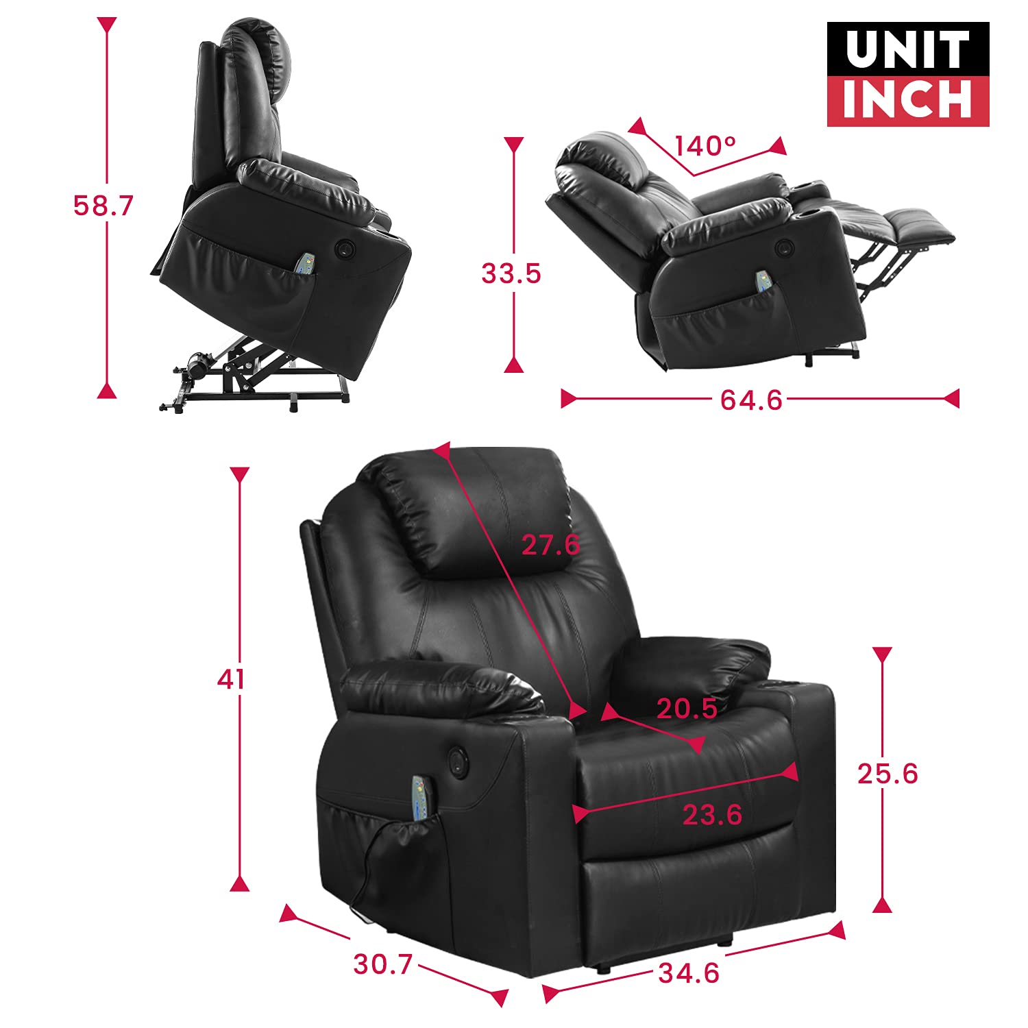 Power Lift Recliner Chair with Heat & Massage