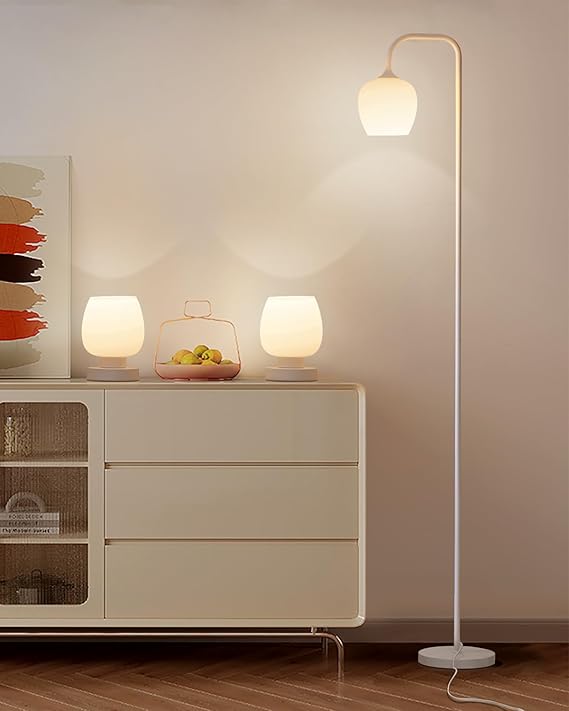 Modern LED Floor Lamp with Glass Shade