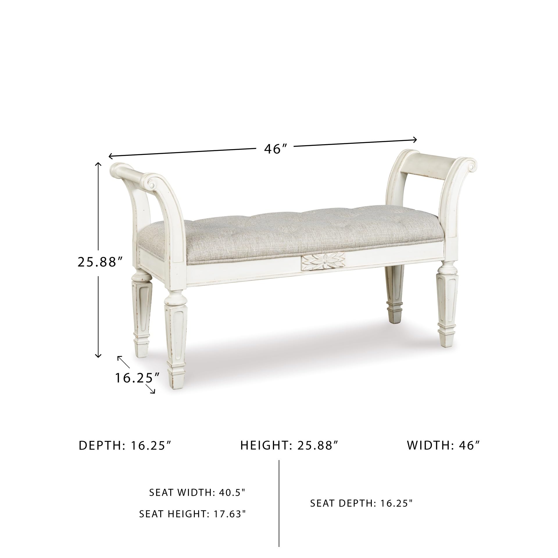 Tufted Accent Bench with Scrolled Arms
