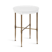 Round Glam Side Table with Geometric Metal Base