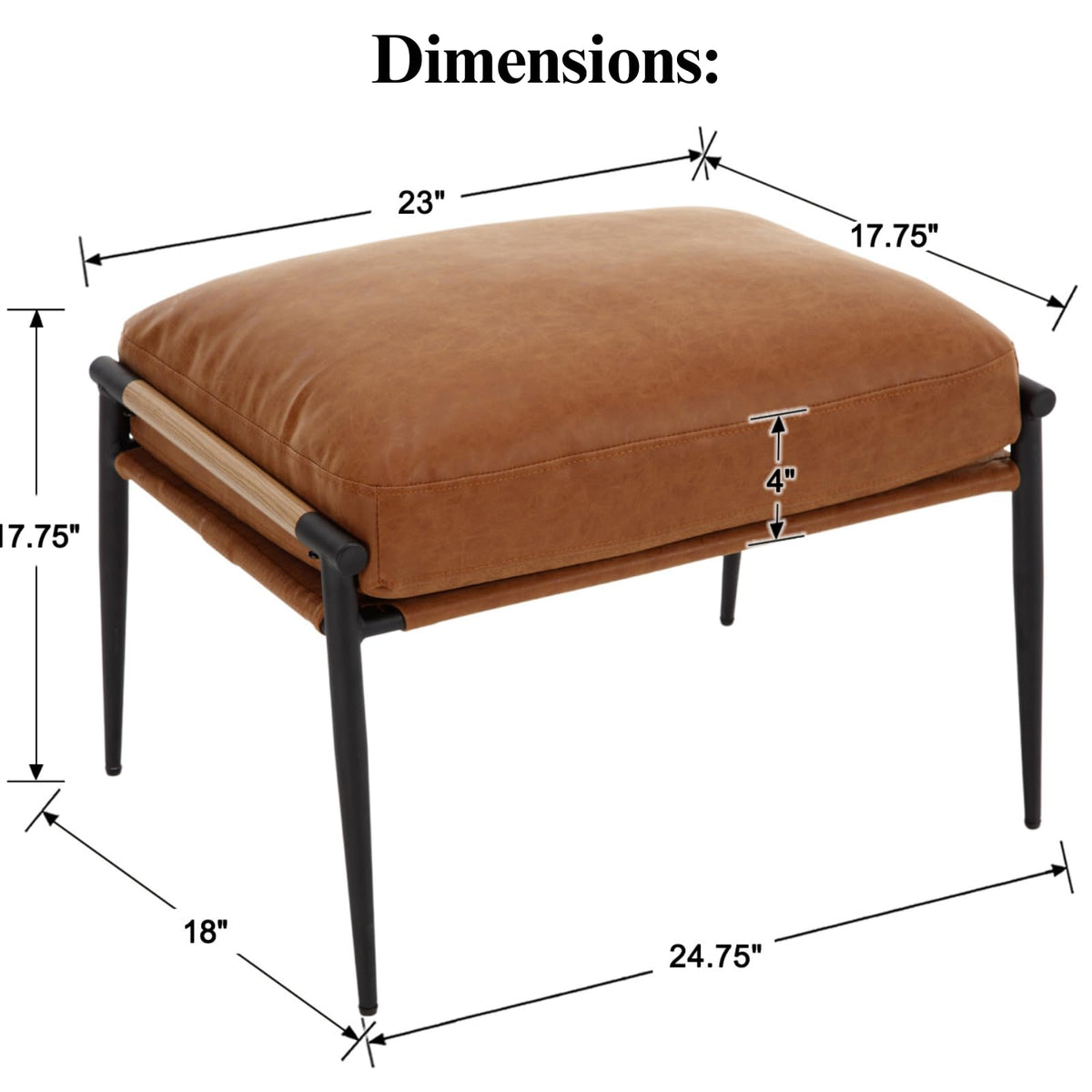 Brown PU Leather Ottoman