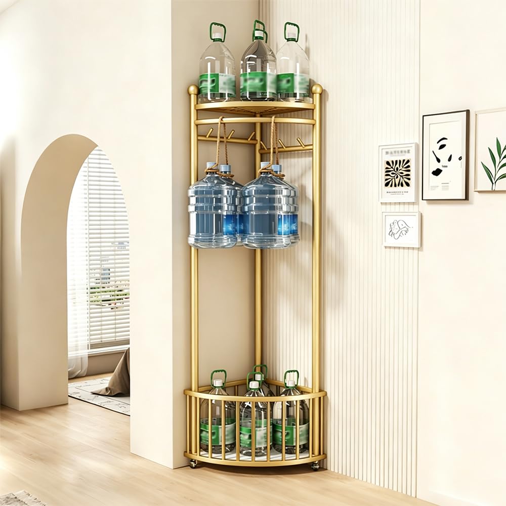 Gold Rolling Corner Coat Rack