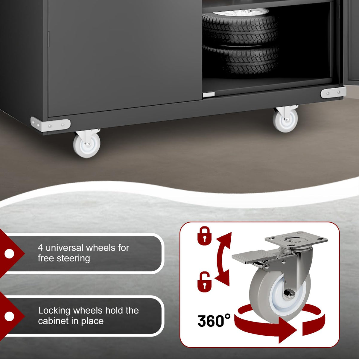 DIYTUNINGS 72" H Wide & Deep Garage Storage Cabinet, 750 LBS Capacity