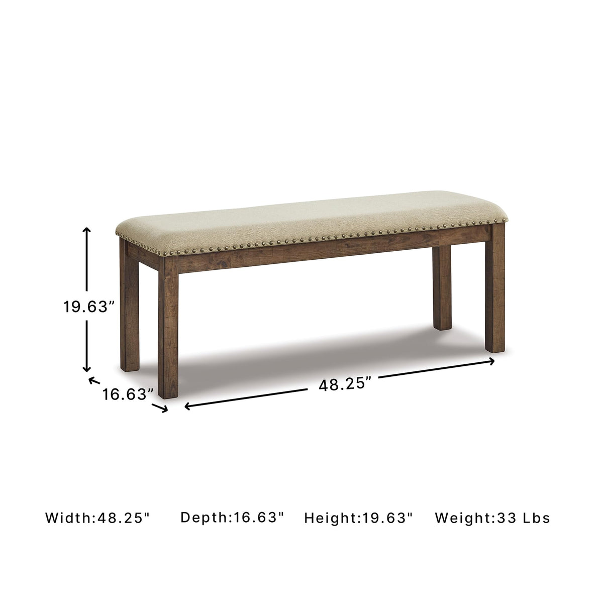 Rustic Upholstered Dining Bench