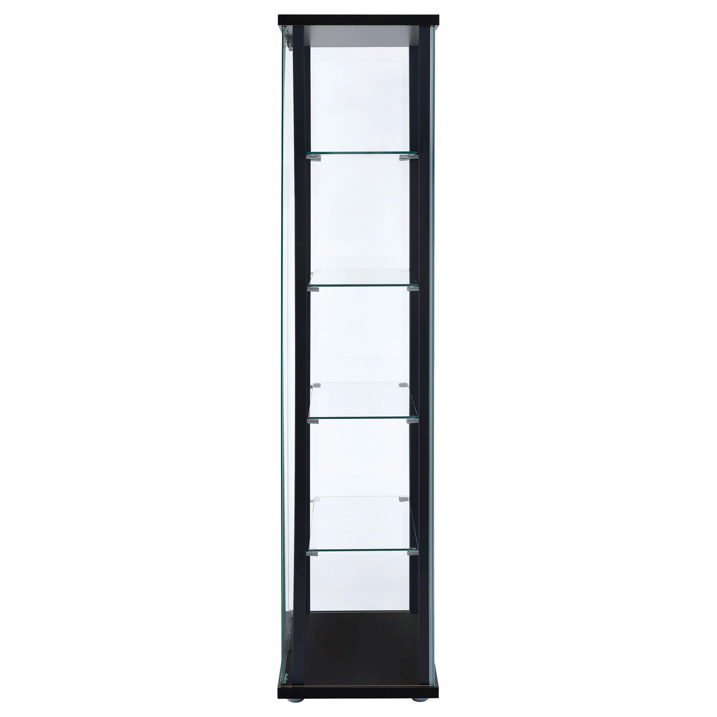 4-Shelf Glass Curio Cabinet with Wood Top, 2 Doors & Chrome Hardware – 64"