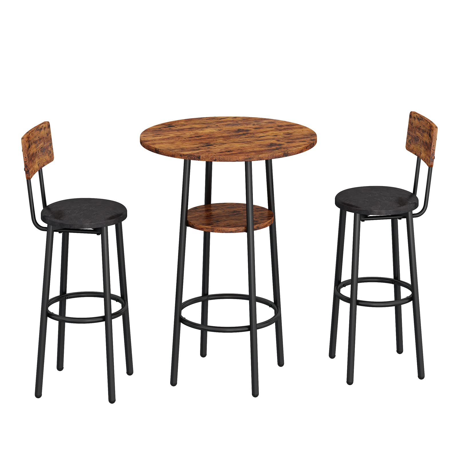 3-Piece Round Bar Table & Chairs Set