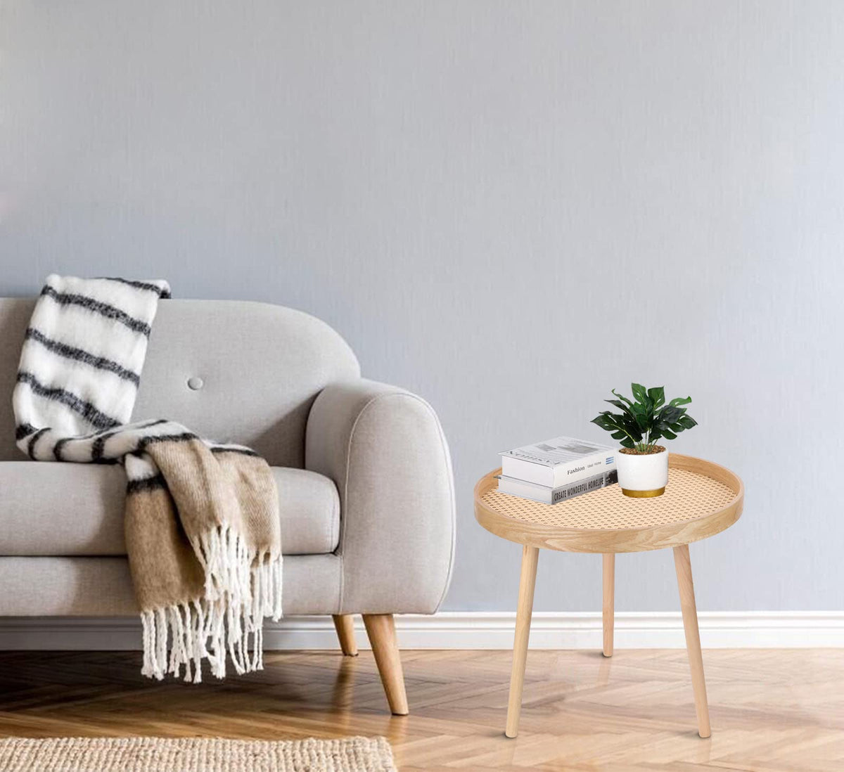 Round Rattan Coffee Table Set