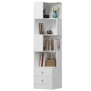 Corner Bookshelf with Drawers, 5-Tier, 70.87" Tall