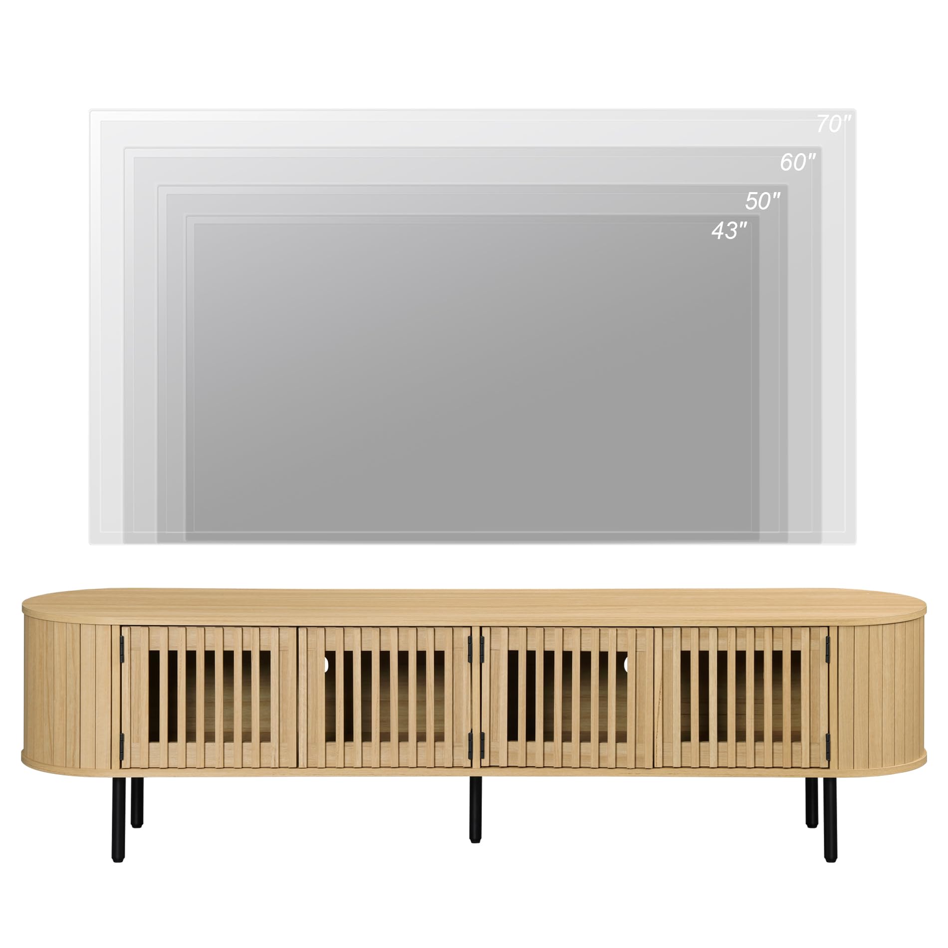Fluted TV Stand for 75-Inch TVs with Storage