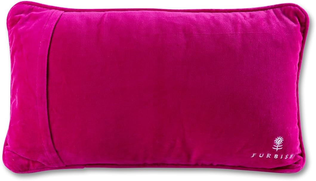 FURBISH Needlepoint Decorative Throw Pillow - Come Sit by Me - 9" x 15" - Small Embroidered Accent Pillow for Bed, Chair, Couch, Sofa - Eclectic Home Decor