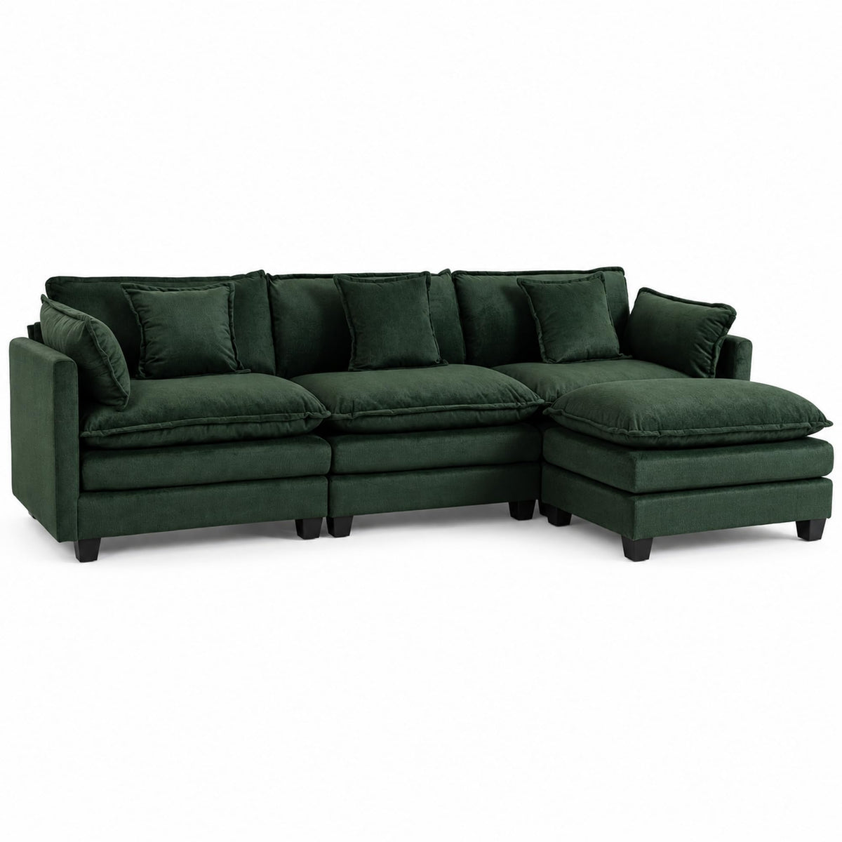 Chenille Sofa with Ottoman