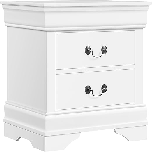 2-Drawer Nightstand with Storage – White