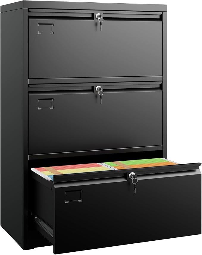 4-Drawer Metal File Cabinet with Lock & Name Card Slots