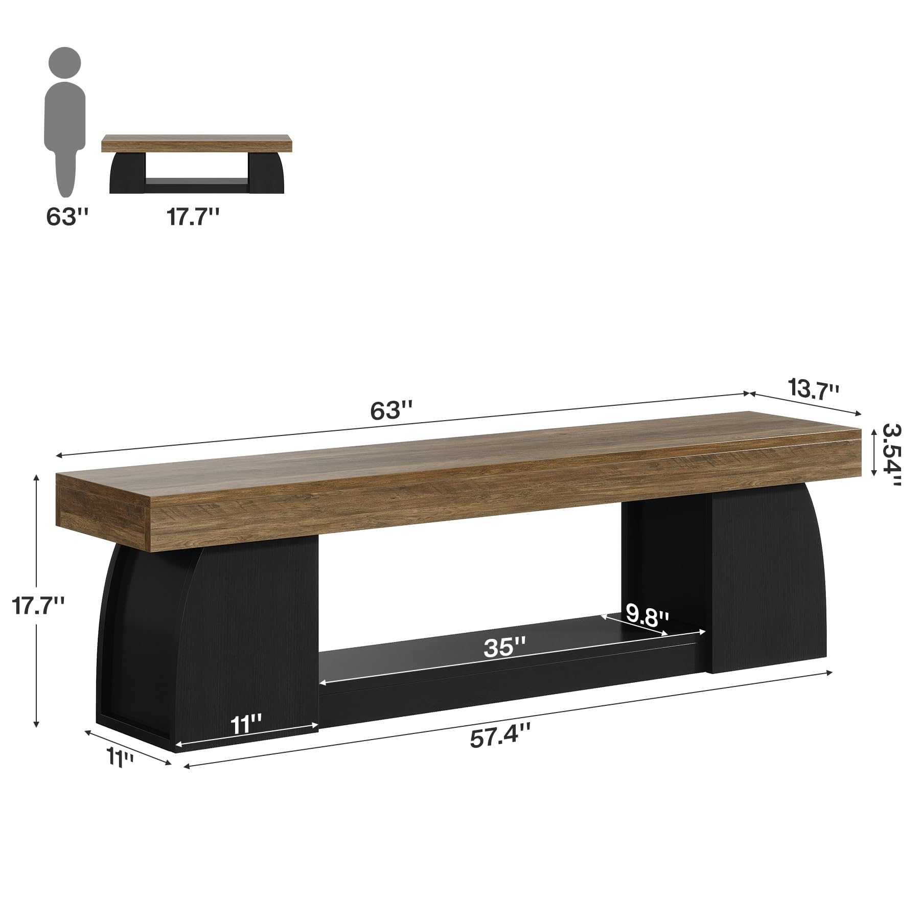 63" Farmhouse Entryway Bench with Storage