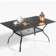 VINGLI 60" x 38" Rectangle Patio Table for 6, Metal Outdoor Dining Table with Umbrella Hole, All-Weather Steel Patio Dining Table Outdoor Table for Lawn, Garden, Backyard, Black (L60 xW38)