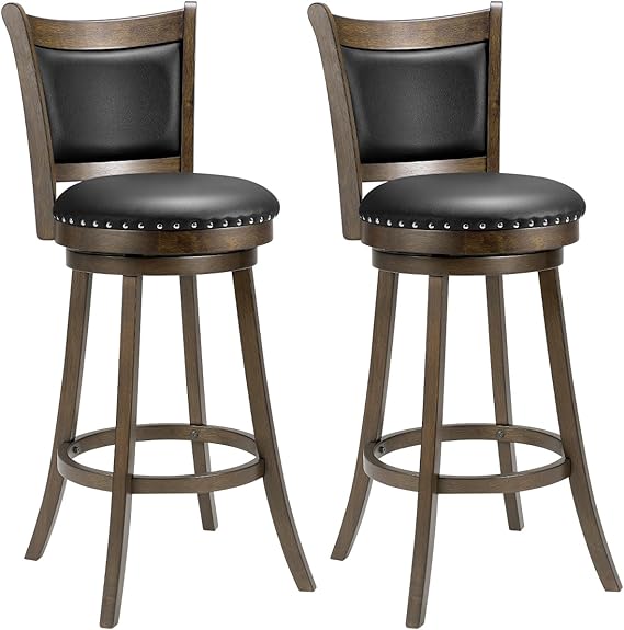 Swivel Bar Stools Set of 4 with Back & Footrest