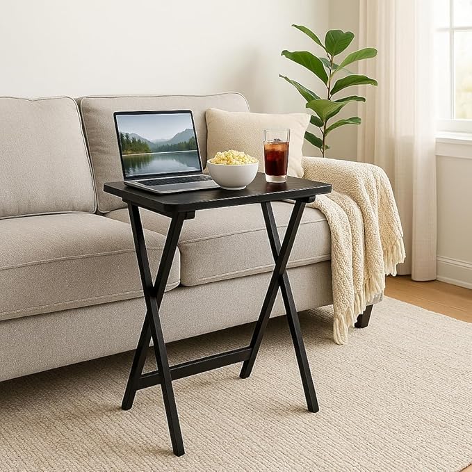 5-Piece Folding Snack Table Set with Storage Stand