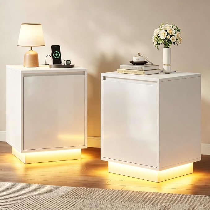 Black LED Nightstands Set of 2