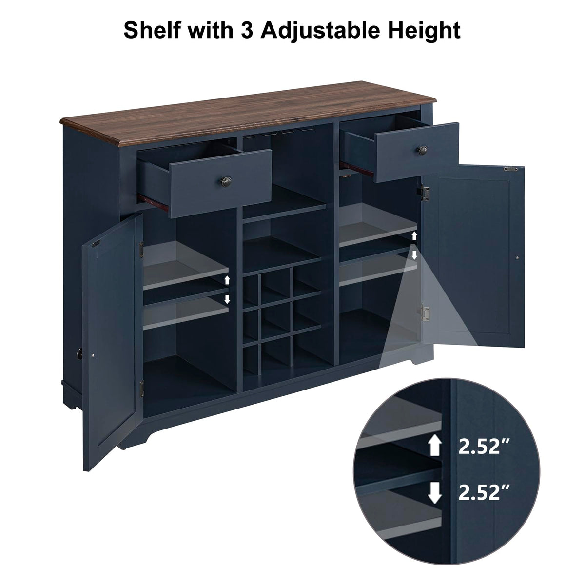 Navy Wine Bar Cabinet