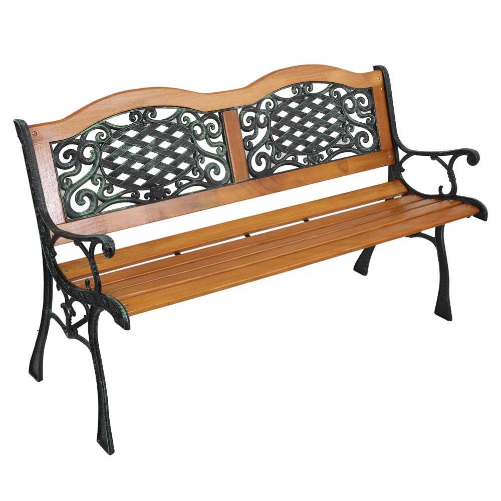 Arched Back Outdoor Bench – Cast Iron & Teak, 3-Seater
