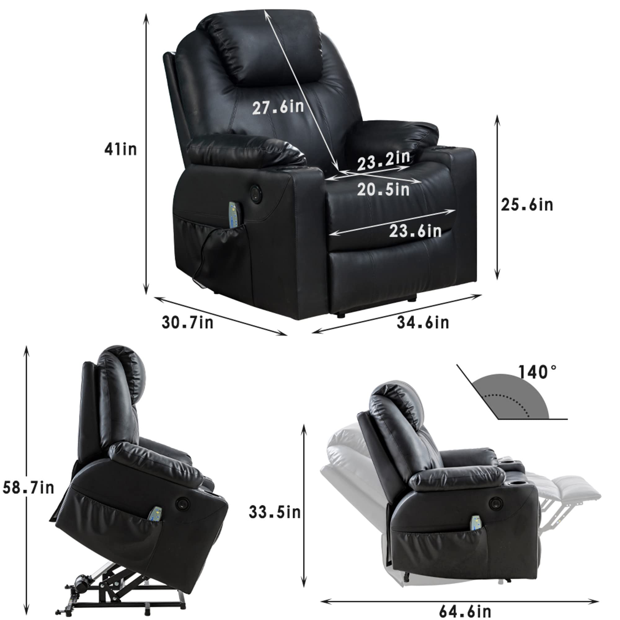 Power Lift Recliner Chair with Heat & Massage